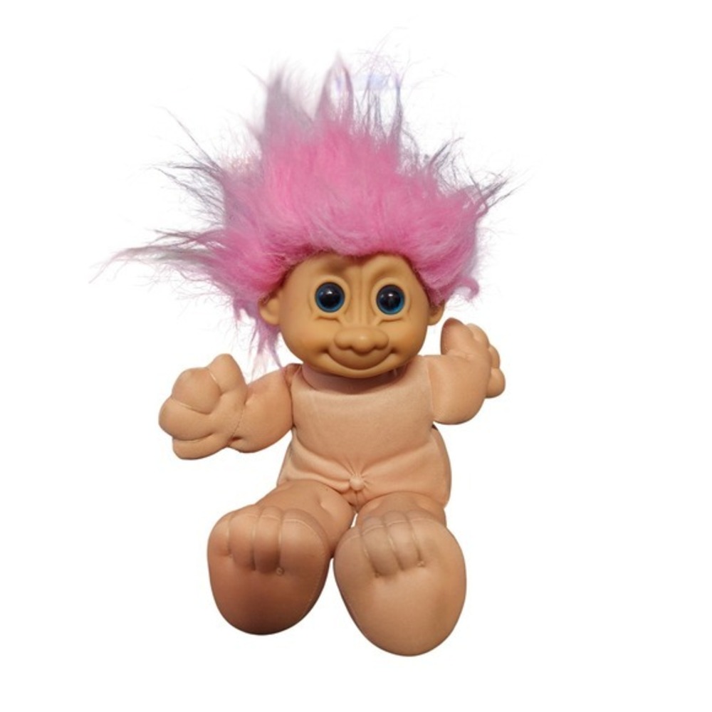 Vintage Troll Doll Pink Hair Blue Eyes Soft Body Retro Toy
